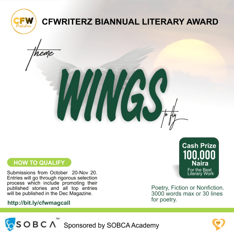 Cfwriterz Writing Award Open For Submission; 100,000 naira up for grabs —