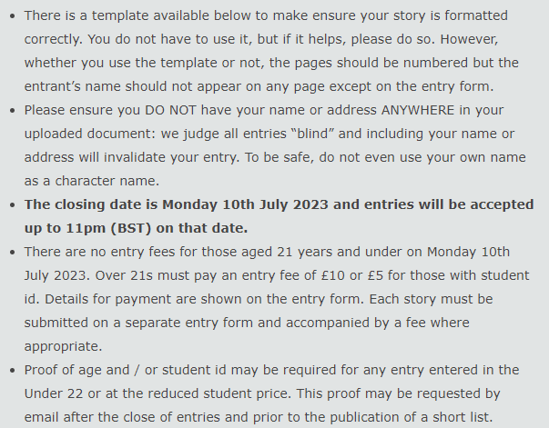 HG Wells Short Story Competition Guidelines