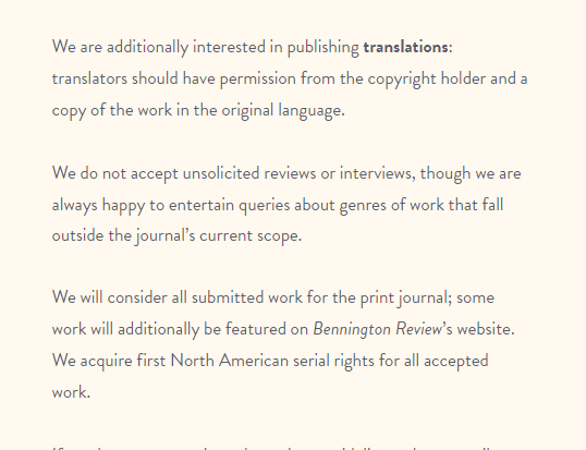 Bennington Review Submissions Guidelines