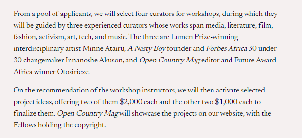 Open Country Mag Curatorial Fellowship About