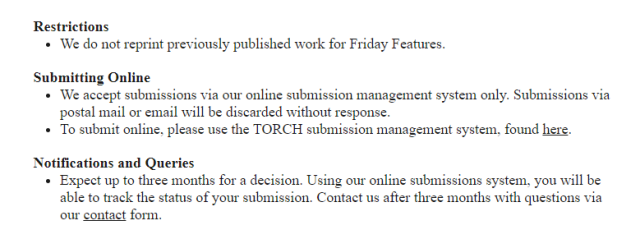 Torch Literary Arts Submissions Guidelines