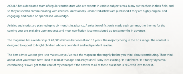 Aquila Childrens Magazine Submissions About