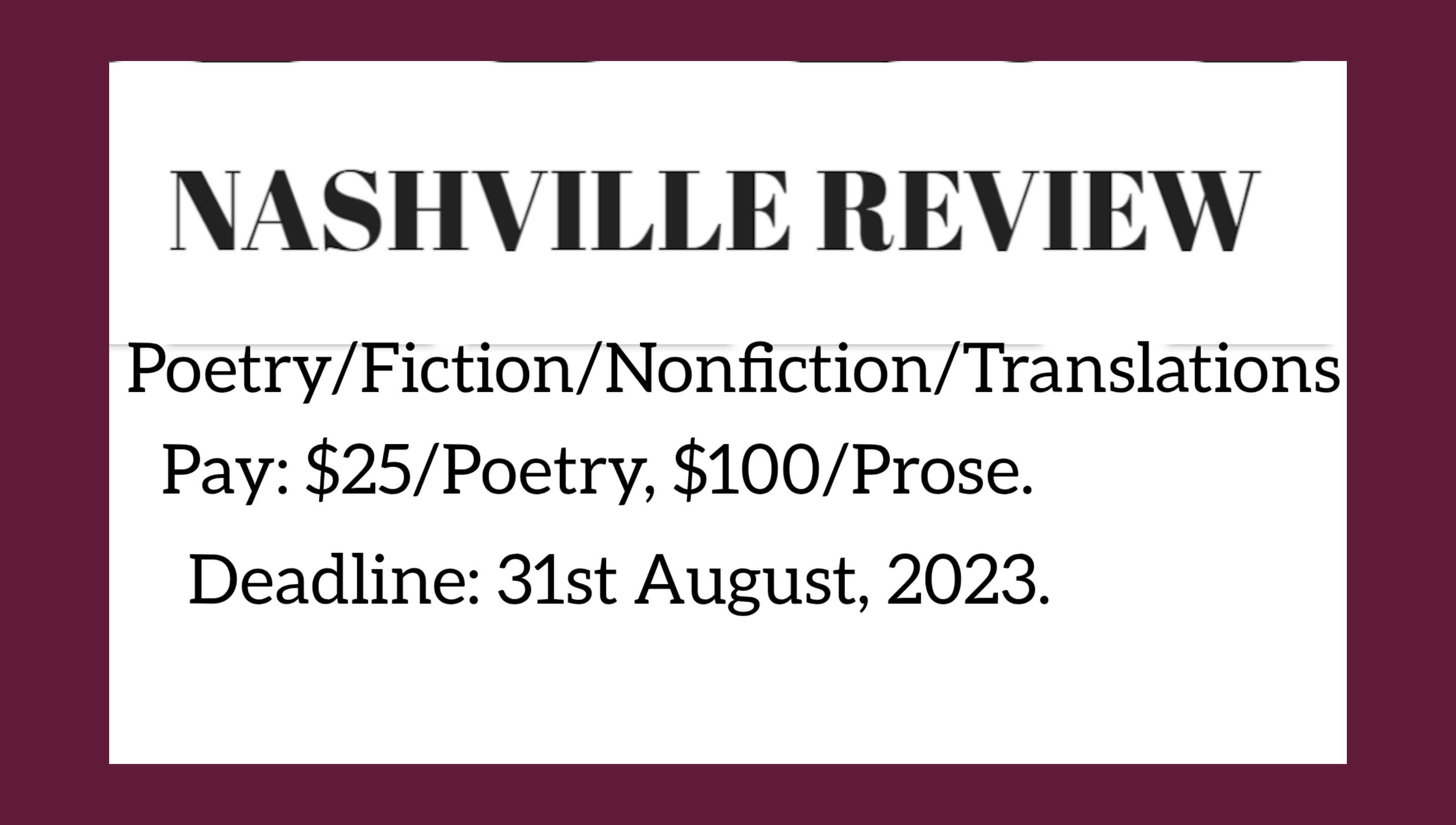 Nashville Review Submissions