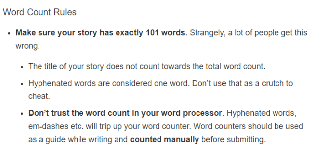 101 Words Flash Fiction Submissions Guidelines
