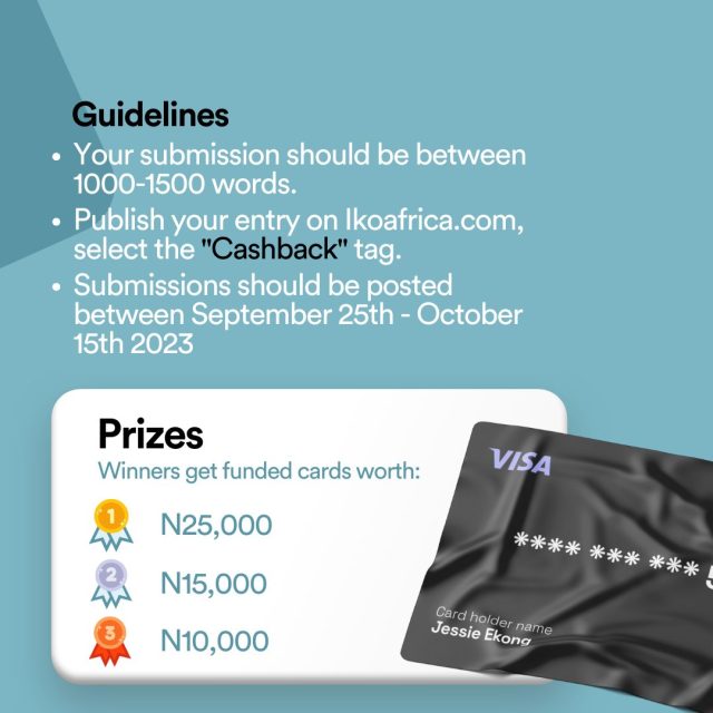 Iko Africa X Cashback Writing Competition Poster 2