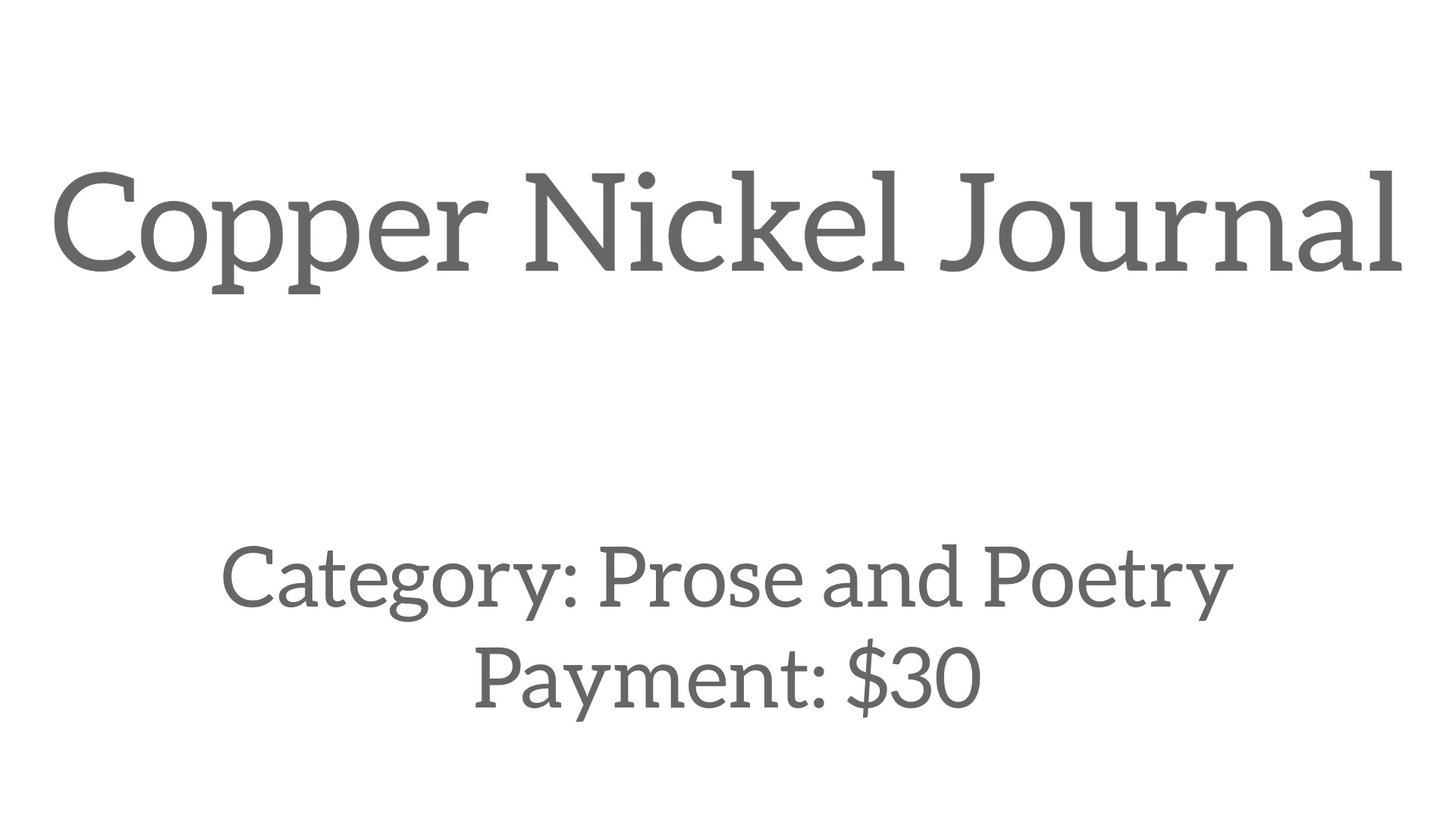Copper Nickel Journal