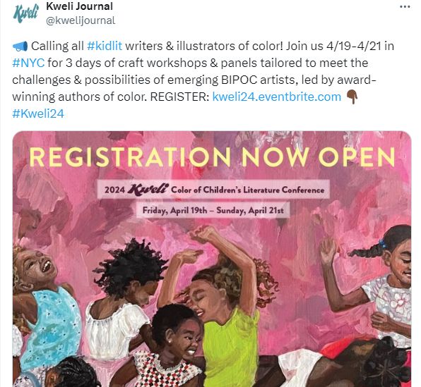 Twitter announcement on Color of Children's Literature Conference