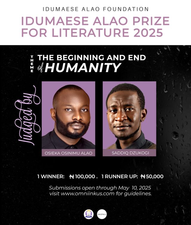 Idumaese Alao Prize for Literature, 2025 call for submissions Flyer. 