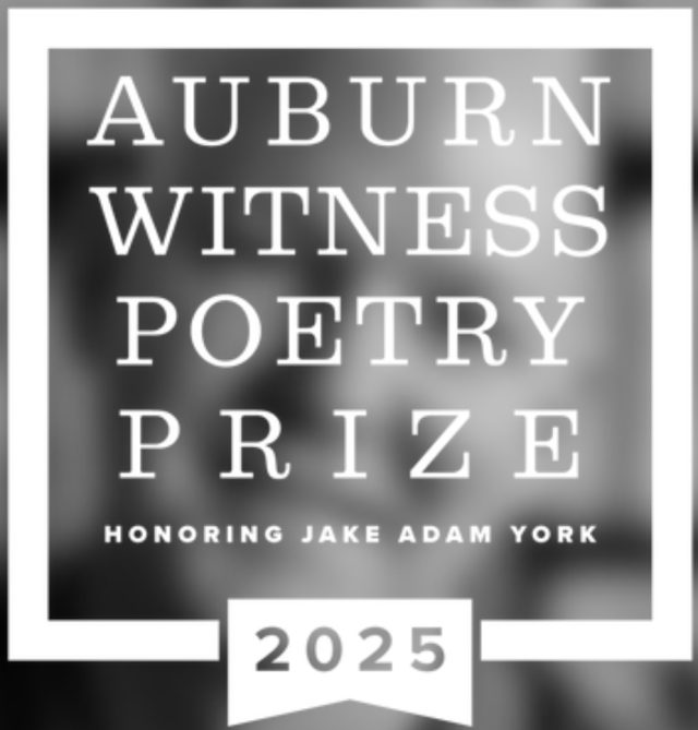The Auburn Witness Poetry Prize. Black and white poster. 