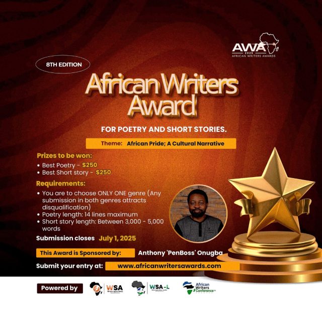 African Writers Awards, call for Submissions flyer. 